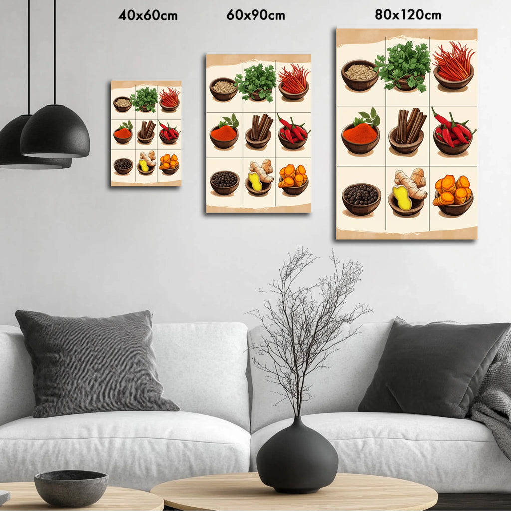 High-resolution visual of the Moroccan classic spices wall art, shown either in a stylish interior setting or as a detailed product mockup.