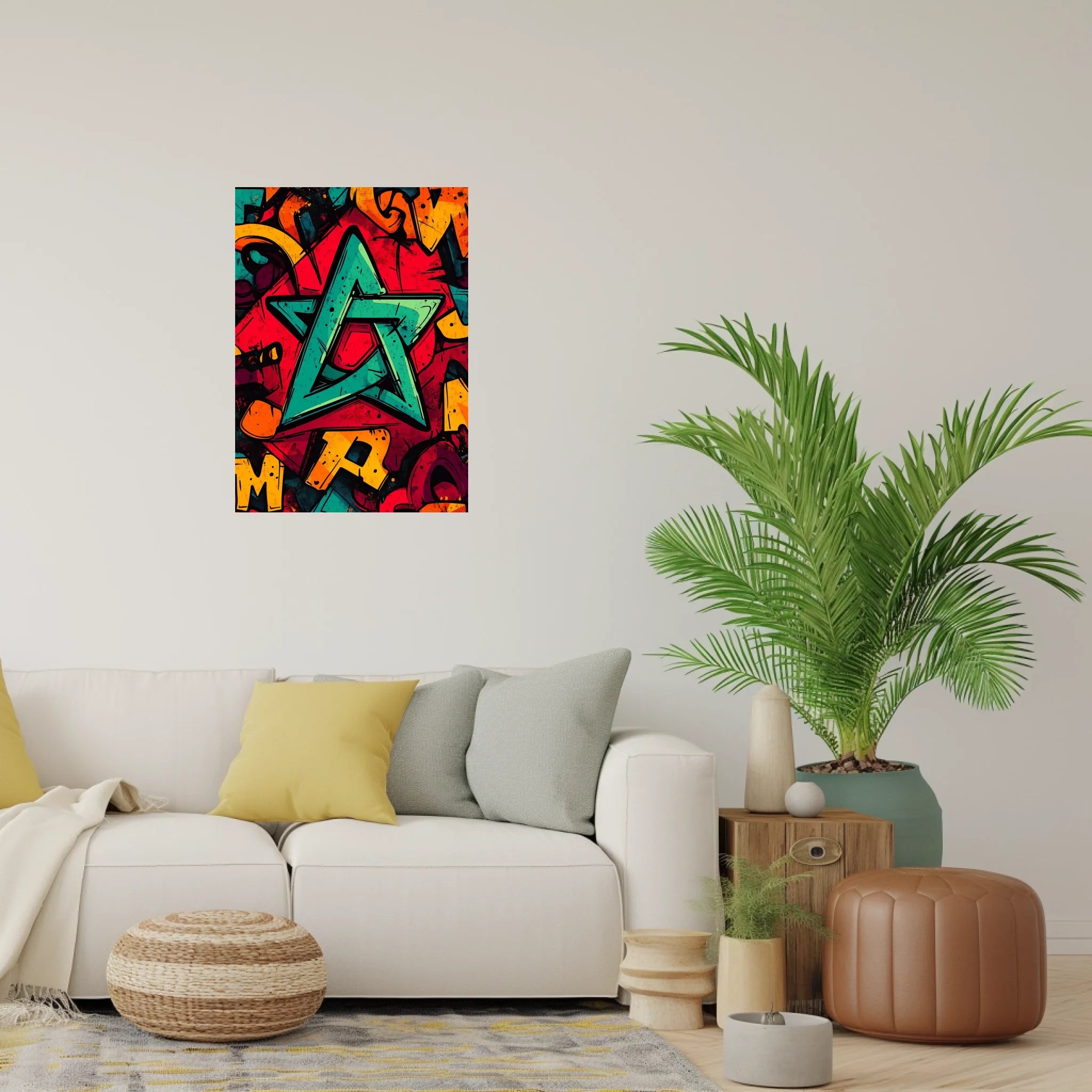 High-resolution visual of the Graffiti flags wall art, shown either in a stylish interior setting or as a detailed product mockup.