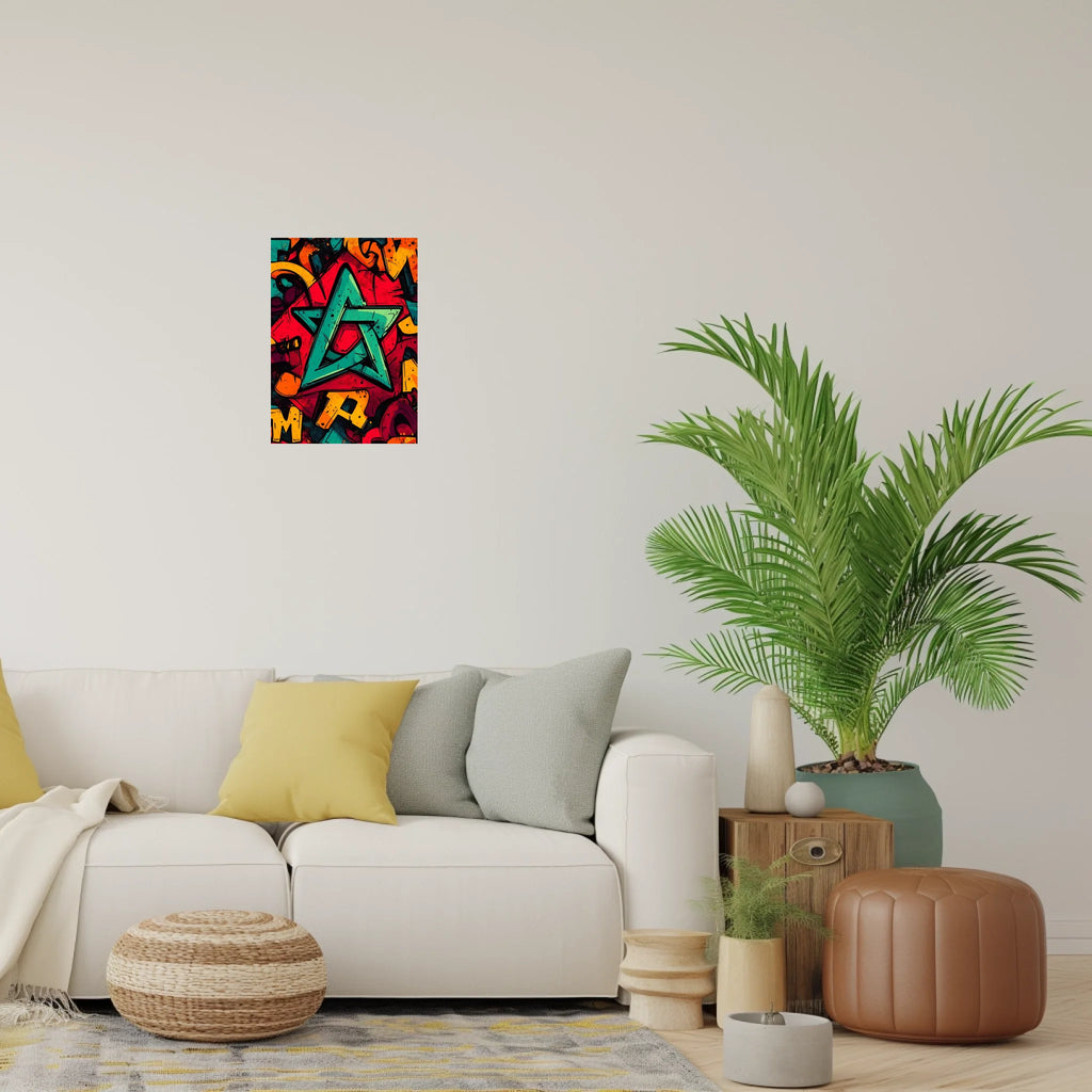 High-resolution visual of the Graffiti flags wall art, shown either in a stylish interior setting or as a detailed product mockup.