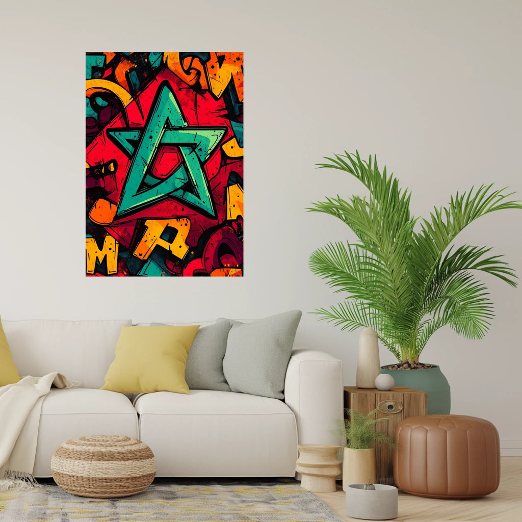 High-resolution visual of the Graffiti flags wall art, shown either in a stylish interior setting or as a detailed product mockup.