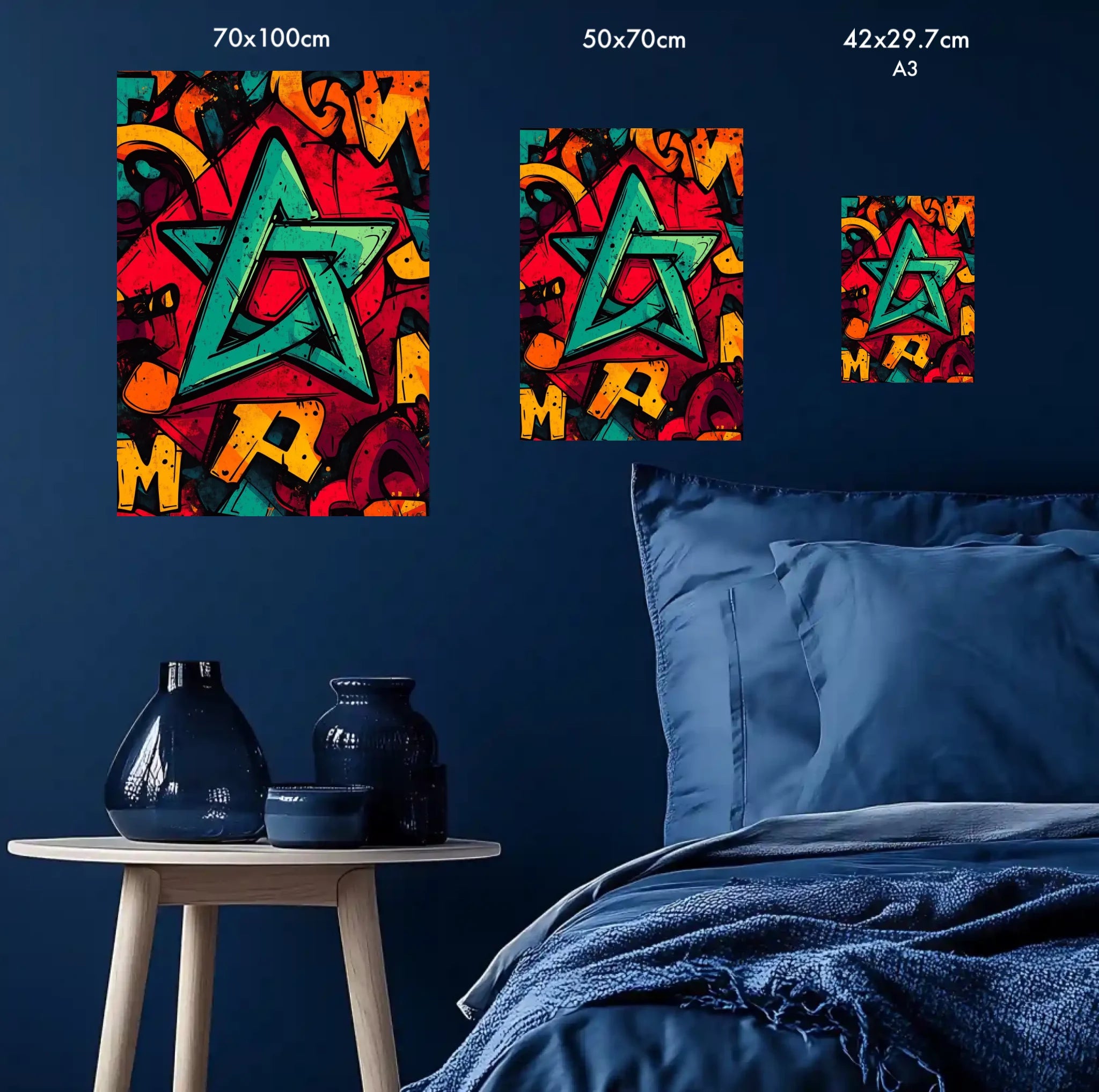 High-resolution visual of the Graffiti flags wall art, shown either in a stylish interior setting or as a detailed product mockup.