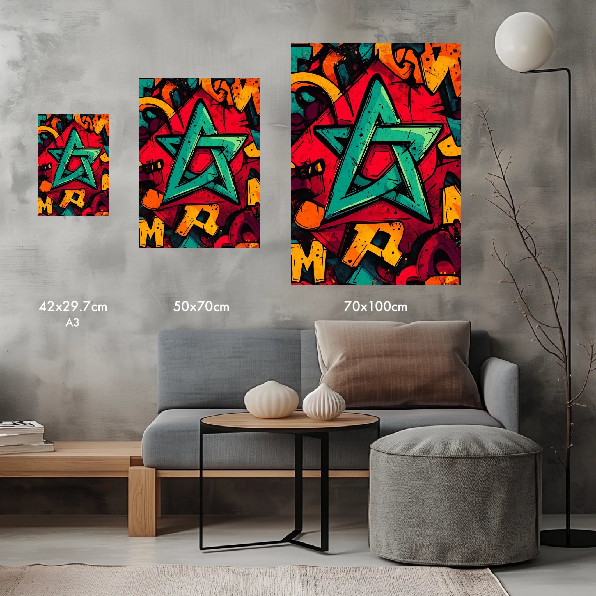 High-resolution visual of the Graffiti flags wall art, shown either in a stylish interior setting or as a detailed product mockup.