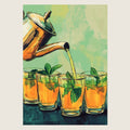 Isolated, high-resolution poster print mockup of Moroccan tea on a minimalist grid background.