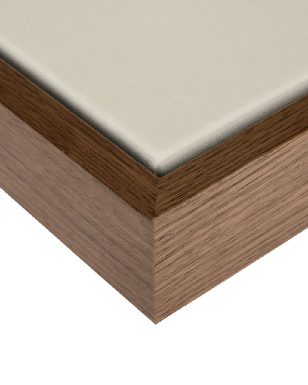 Close-up craftsmanship detail of the floating wood frame for Zellige – Blue Geometric Star